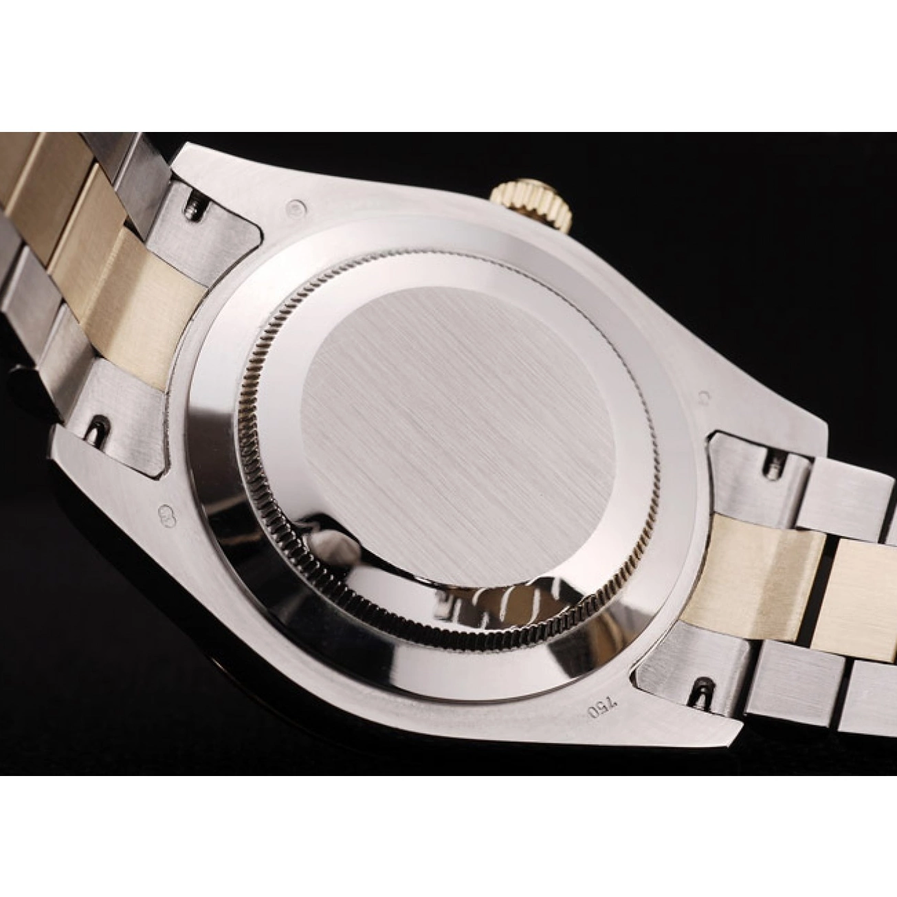 Rolex aaa copy Gold Bezel Brown Ribbed Pattern Rolex Dial DateJust 0708